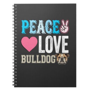 Frieden Liebe Bulldogge Vektor Notizblock