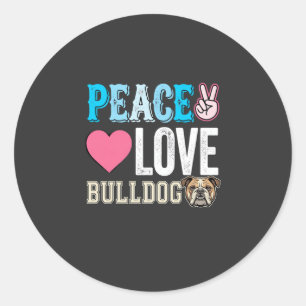 Frieden Liebe Bulldogge Vektor Runder Aufkleber