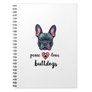 Frieden Liebe Bulldoggen Vintage-Galaxie Französis Notizblock