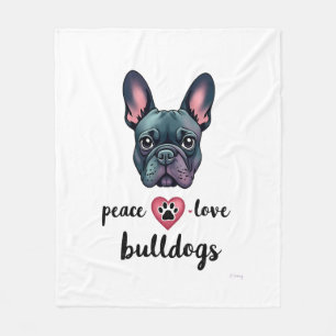 Frieden Liebe Bulldoggen Vintage Galaxy Französisc Fleecedecke