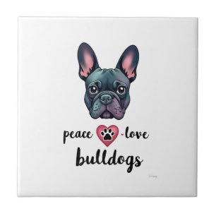 Frieden Liebe Bulldoggen Vintage Galaxy Französisc Fliese