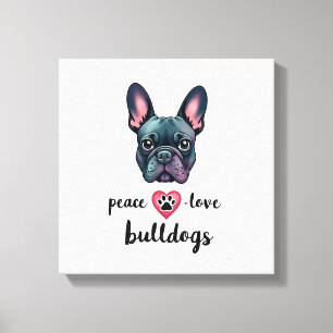 Frieden Liebe Bulldoggen Vintage Galaxy Französisc Leinwanddruck