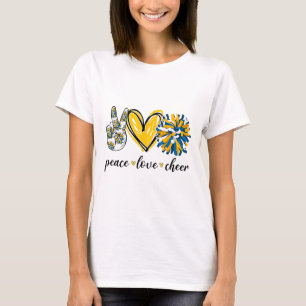 Frieden Liebe Cheerleading Blau Gelb T-Shirt