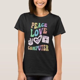 FRIEDEN LIEBE COMPUTER Retro-Technologie-Lehrer Gr T-Shirt