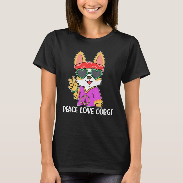 Frieden Liebe Corgi  Corgi T-Shirt (Vorderseite)