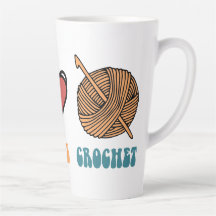 Frieden, Liebe, Crochet Latte Tasse