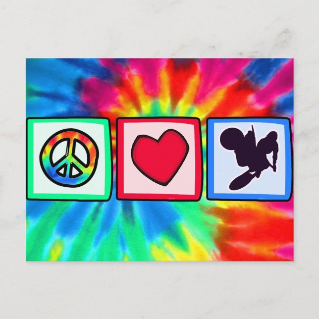 Frieden, Liebe, Dirt Bike Postkarte (Vorderseite)