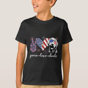 Frieden Liebe Doods Goldendoodle USA-Flagge Doodle T-Shirt