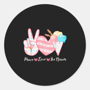 Frieden Liebe Eiscreme Süß Für Mädchen Sommer Esse Runder Aufkleber