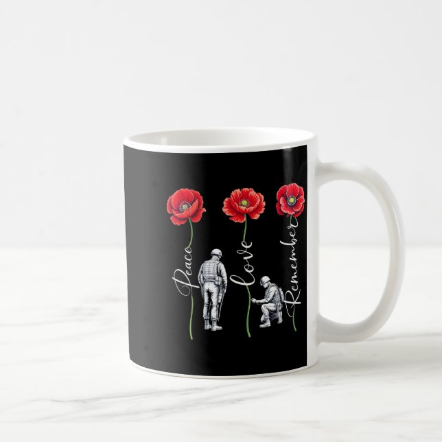 Frieden Liebe Erinnern Rote Mohnblume Soldat Kaffeetasse (Rechts)