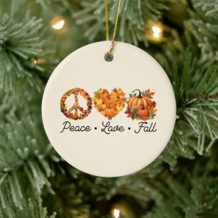Frieden, Liebe, Fall - Pumpkins Keramik Ornament