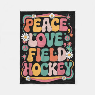 Frieden Liebe Feldhockey 70er Hippie Retro Feldhoc Fleecedecke