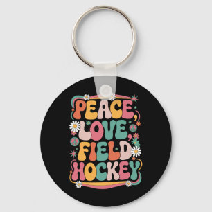 Frieden Liebe Feldhockey 70er Hippie Retro Feldhoc Schlüsselanhänger