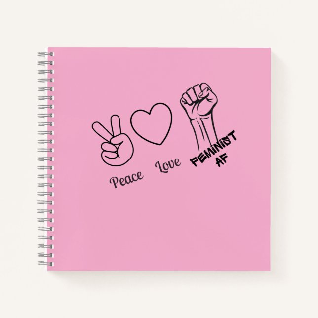 Frieden, Liebe, Feminist AF - Notebook Notizbuch (Vorderseite)