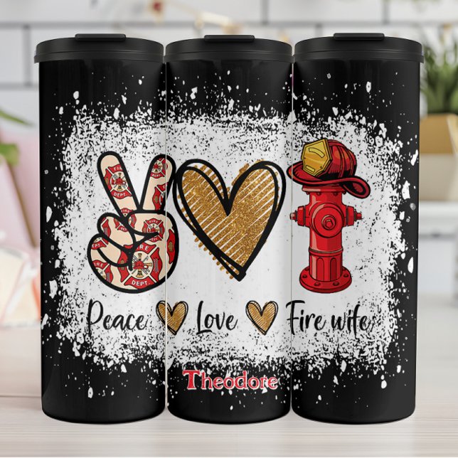 Frieden Liebe Feuer Ehefrau Hydrant Thermosbecher (Von Creator hochgeladen)