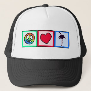 Frieden, Liebe, Flamingos Truckerkappe