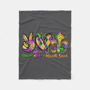Frieden Liebe Fleur De Lis Mardi Gras 2026 Karneva Fleecedecke