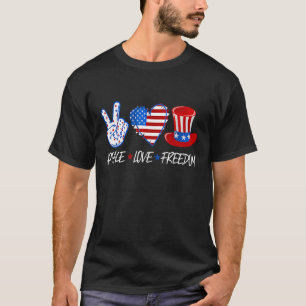 Frieden Liebe Freiheit 4. Juli Patriotische T-Shirt