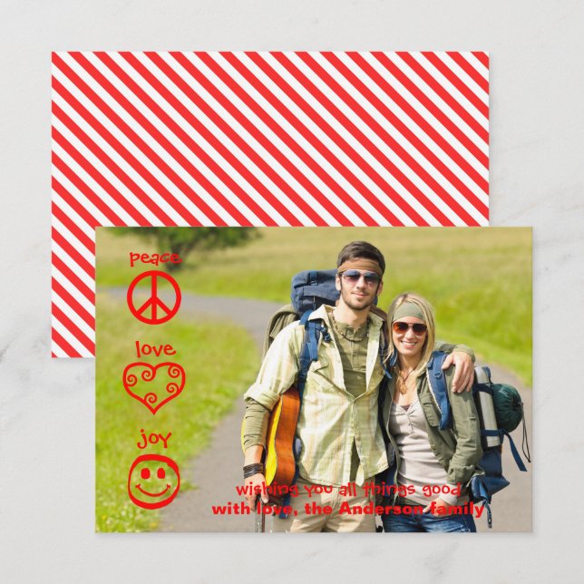 Frieden, Liebe, Freude - 3x5 Weihnachtskarte Einladung (Vorne/Hinten)