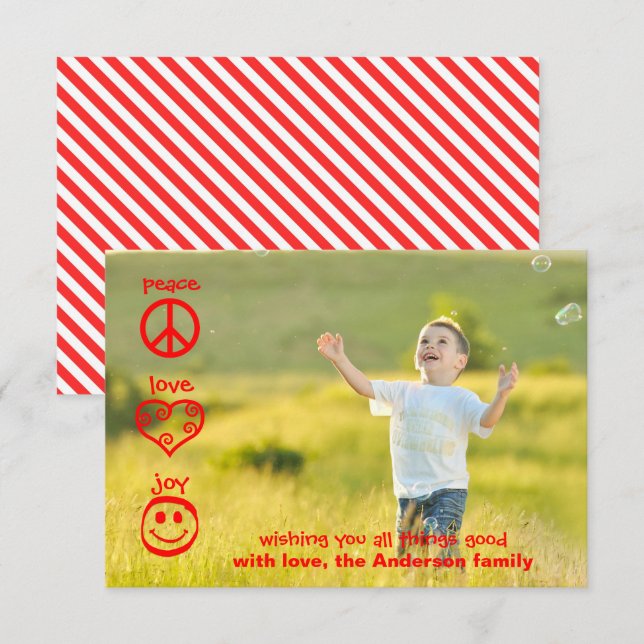 Frieden, Liebe, Freude - 3x5 Weihnachtskarte Einladung (Vorne/Hinten)