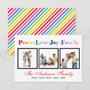 Frieden Liebe Freude Familie Regenbogen - 3x5 Weih Einladung