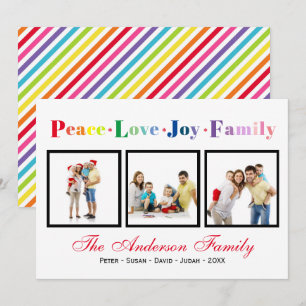Frieden Liebe Freude Familie Regenbogen - Weihnach Einladung