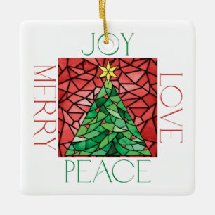 Frieden Liebe Freude Frohe Weihnachts-Foto-Ornamen Keramikornament