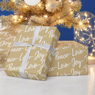 Frieden, Liebe, Freude Gold und weiße Weihnacht Geschenkpapier