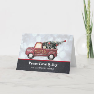 Frieden Liebe & Freude Kleiner roter LKW mit Xmas- Feiertagskarte