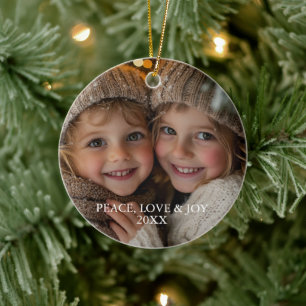Frieden Liebe Freude Minimal Klassisch Weihnachten Keramik Ornament