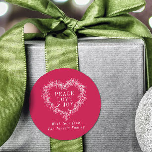 Frieden, Liebe Freude mistletoe Weihnachtsrot Runder Aufkleber