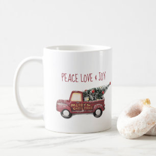 Frieden Liebe & Freude mit rotem Spielzeug-LKW Fro Tasse