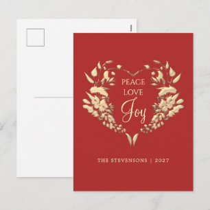 Frieden Liebe Freude Rot Gold Florales Weihnachten
