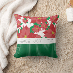 Frieden Liebe Freude rote Poinsettie Weihnachten Kissen