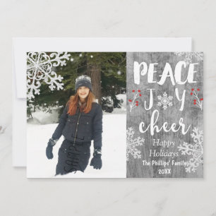 Frieden Liebe Freude Silber-Schneeflocke-Feiertags Feiertagskarte