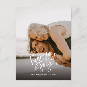 Frieden Liebe Freude   Vollbild Moderne Handschrif Feiertagspostkarte