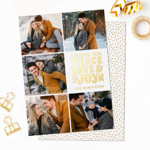 Frieden Liebe Freude Weihnachten Goldfolie Foto Folien Feiertagskarte