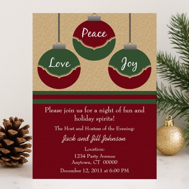 Frieden, Liebe, Freude Weihnachten Party einladen Einladung (Peace Love Joy Christmas Party Invite)