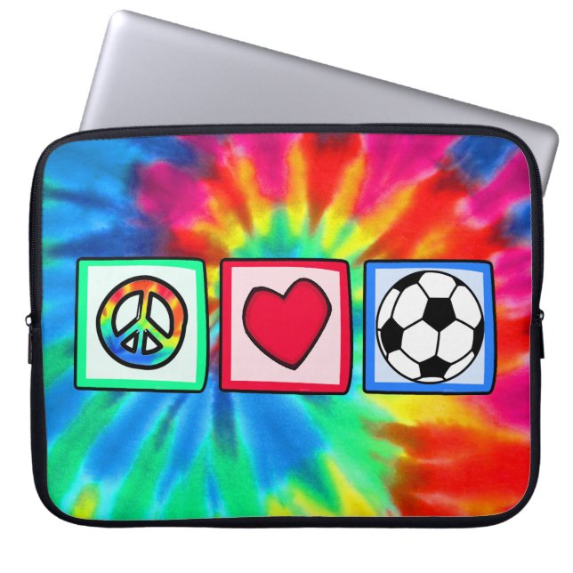 Frieden, Liebe, Fußball Laptopschutzhülle (Vorderseite)