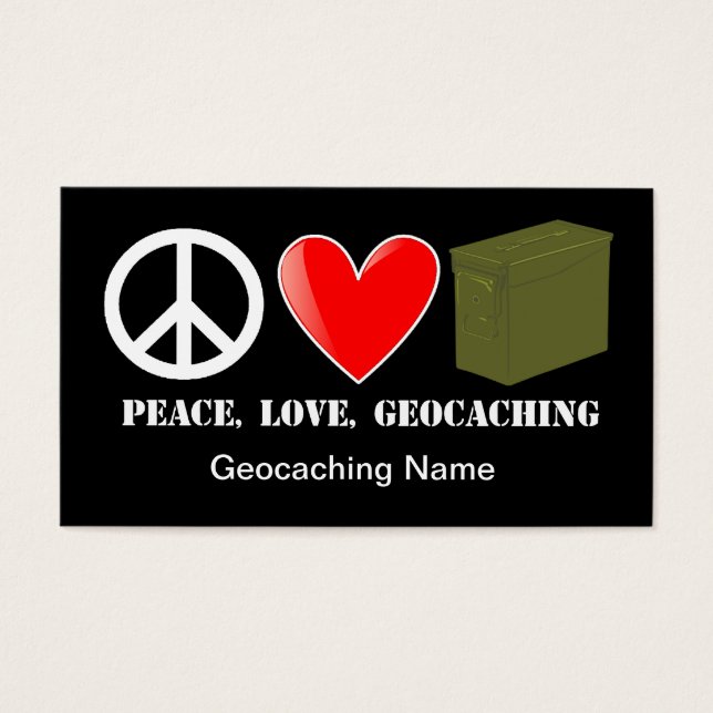 Frieden, Liebe, Geocaching Stash Card (Vorderseite)