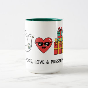 Frieden, Liebe & Geschenke Weihnachten Zweifarbige Tasse