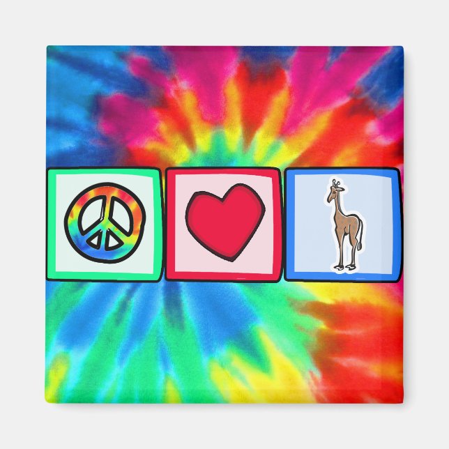 Frieden, Liebe, Giraffen Magnet (Vorne)