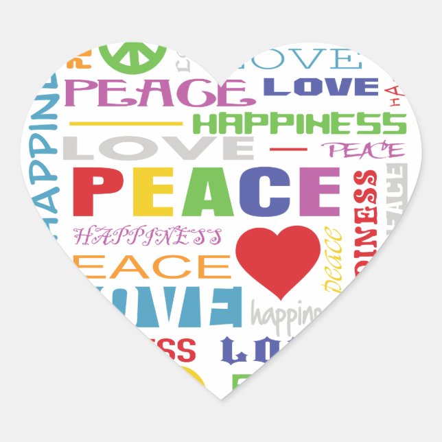 Frieden Liebe Glück Herz-Aufkleber (Vorderseite)