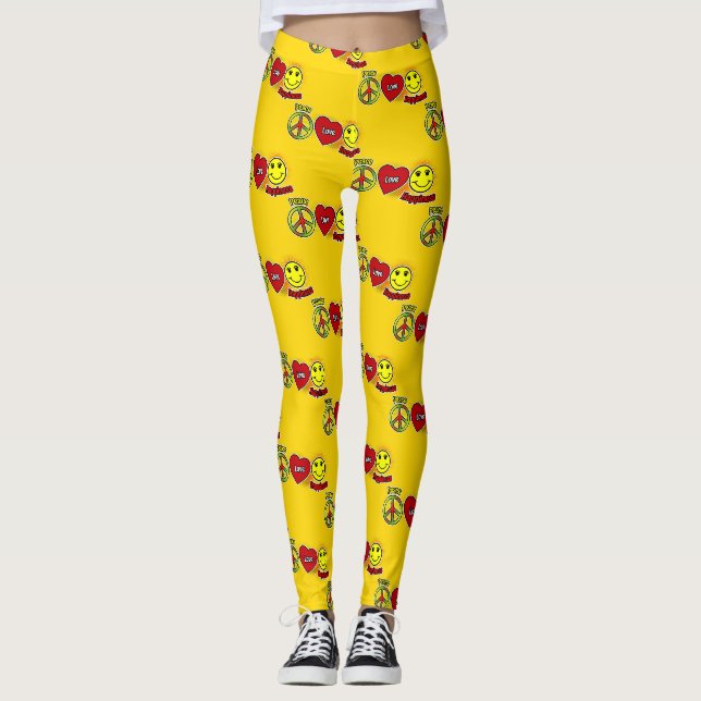 Frieden Liebe Glück Leggings (Vorderseite)