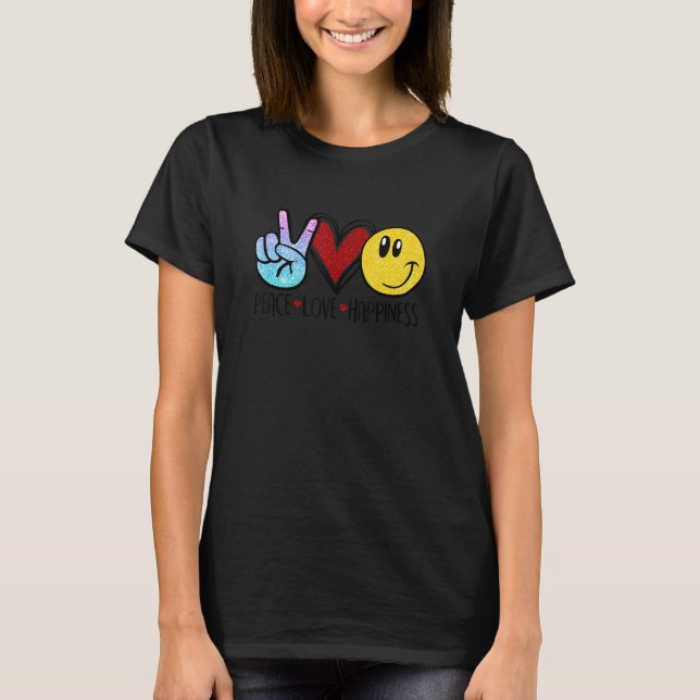 Frieden Liebe Glück T-Shirt (Vorderseite)
