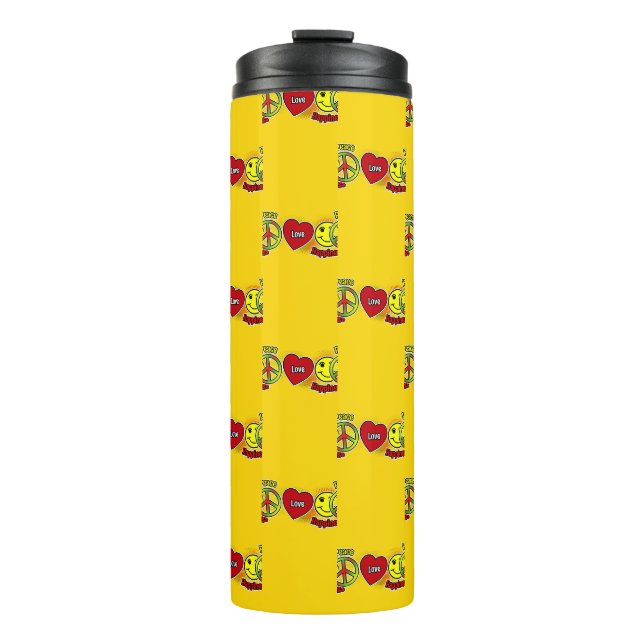 Frieden Liebe Glück Thermosbecher (Vorderseite)