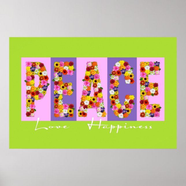 Frieden, Liebe, Glückspilster Poster (Vorne)