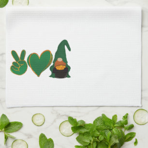 Frieden Liebe Gnom St. Patrick's Day Sublimation Geschirrtuch
