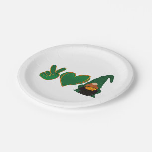 Frieden Liebe Gnom St. Patrick's Day Sublimation Pappteller