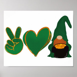 Frieden Liebe Gnom St. Patrick's Day Sublimation Poster